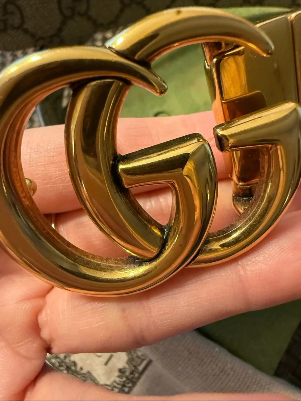 Gucci Black Leather Belt with Gold Double G Buckle and GG Reversible
